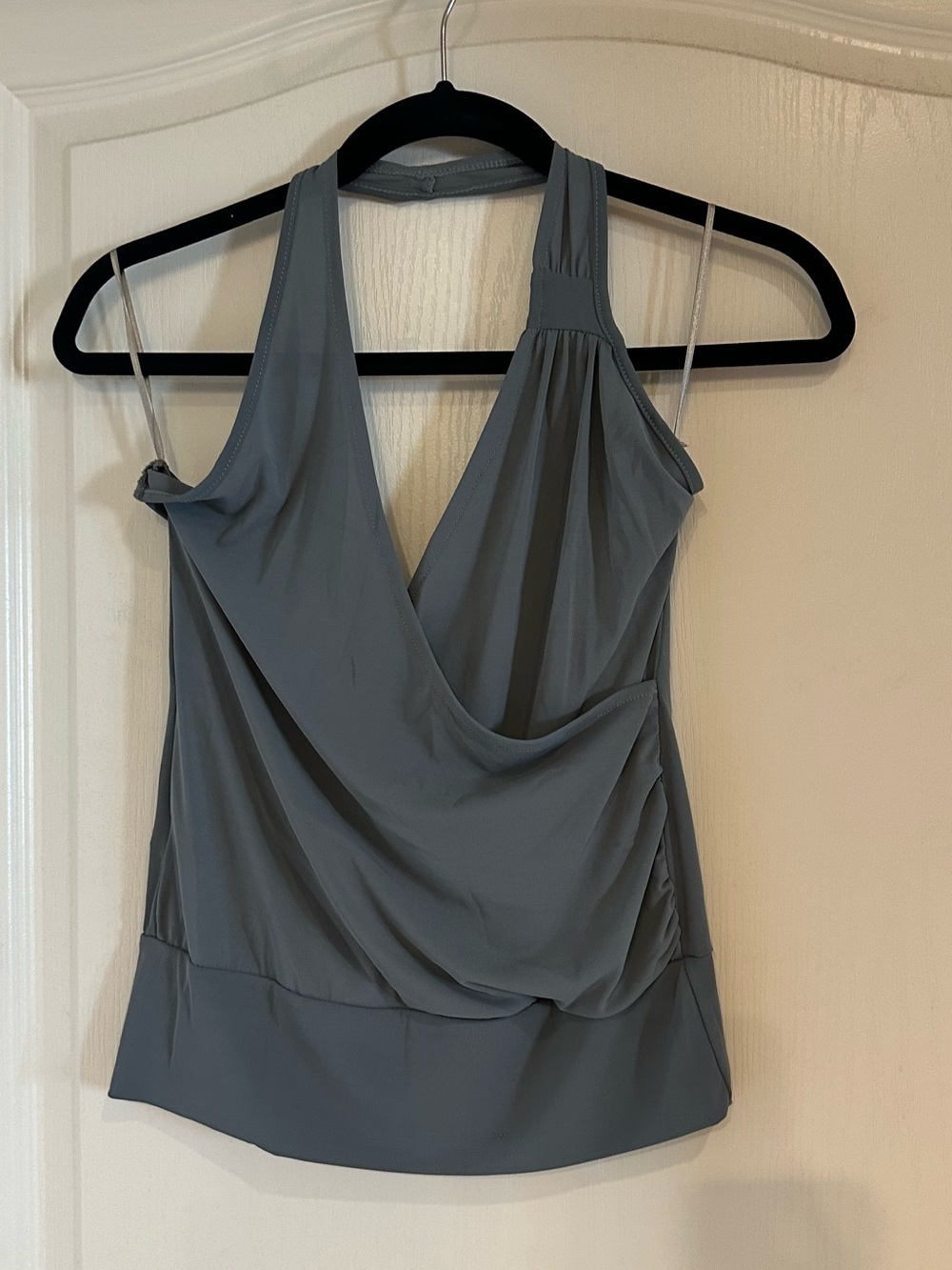 Light Grey Draped V-Neck Sleeveless Top